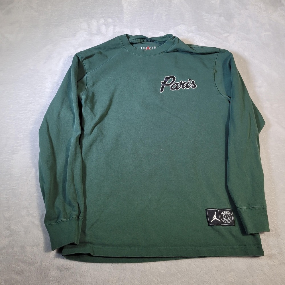Paris Saint-Germain PSG X Jordan Shirt Mens Small Green Soccer Nike Long Sleeve
